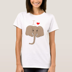 Mignonne J'aime l'éléphant jour T-shirt