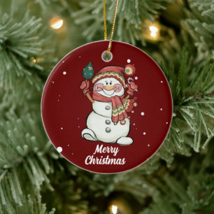 Mignonne joyeux Noël Snowman ornement céramique
