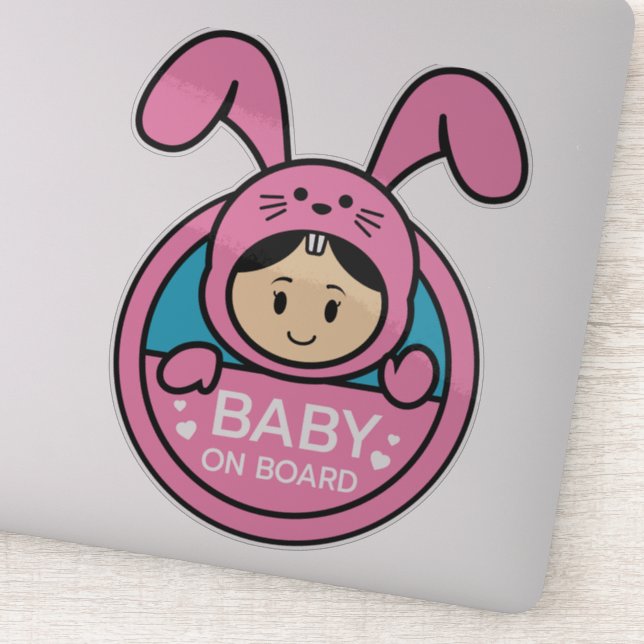 Mignonne lapin - Bébé à bord Sticker (Détail)
