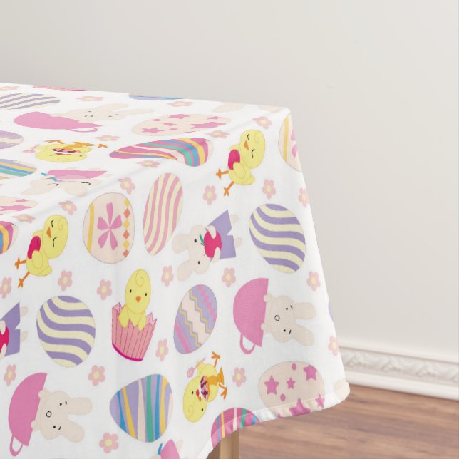 Mignonne lapin de Pâques et poussins nappe motif (In Situ)