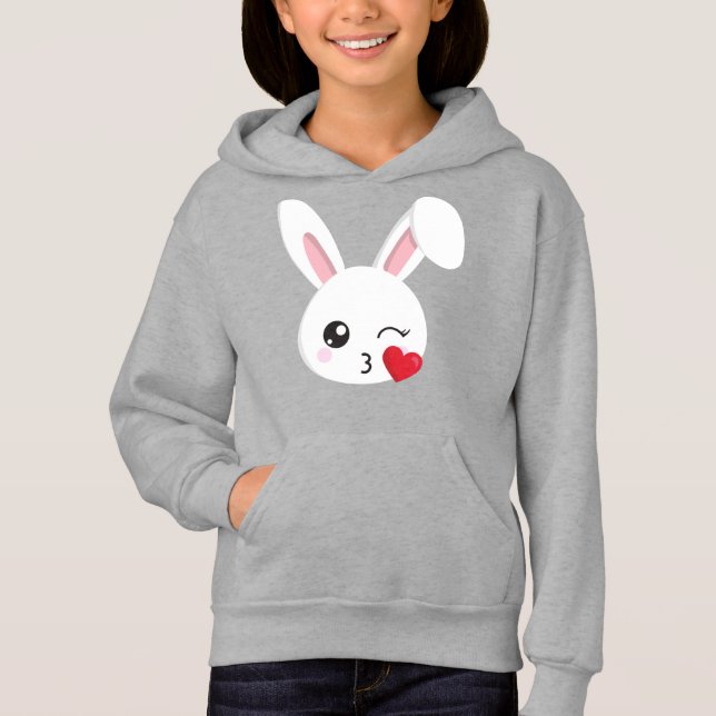 Mignonne Lapin, Petit Lapin, Grognon Blanc, Coeur, (Devant)