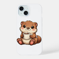 Mignonne loutre avec café – Animal Kawaii Cozy