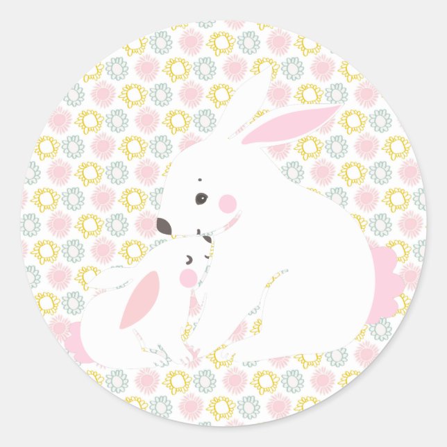Mignonne mère & bébé lapin autocollants (Devant)