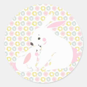 Mignonne mère & bébé lapin autocollants