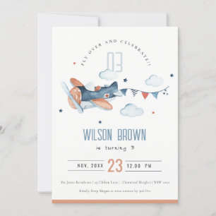 Mignonne Navy survolent Plane Garland Invitation d