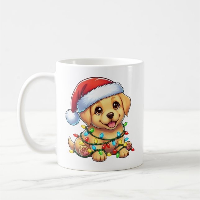Mignonne Noël Golden Retriever Mug (Gauche)