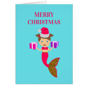 Mignonne Noël Sirène fille Santa Chapeau en mer