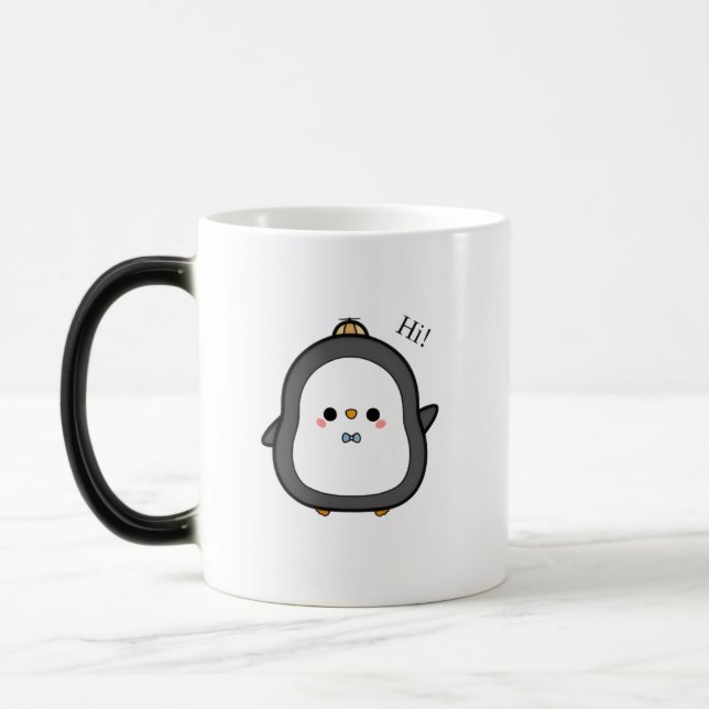 Mignonne Penguin Dit Bonjour ! Café Mug (Gauche)