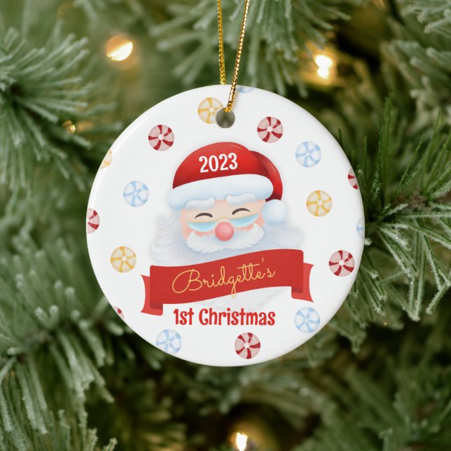 Mignonne Père Noël 1er Ornement de Noël (Arbre)