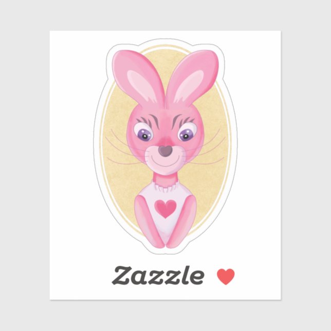 Mignonne petite fille lapin autocollant de dessin  (Feuille)