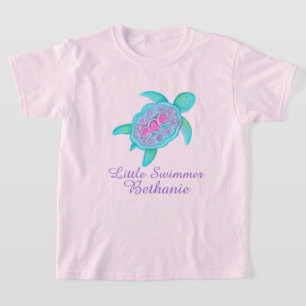 Mignonne petite nageuse filles aqua rose t-shirt t