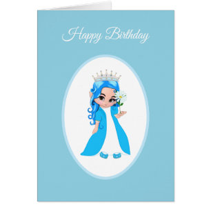 Mignonne Princesse habillée en bleu clair carte d'