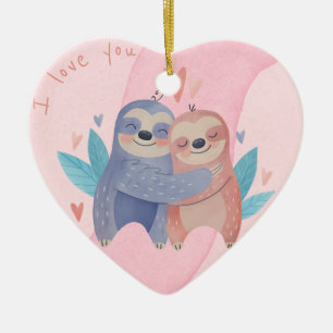 Mignonne Saint Valentin ornement en céramique