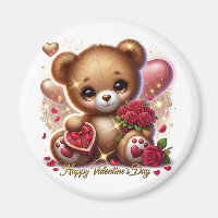Mignonne Saint Valentin Ours en peluche Magnet à t