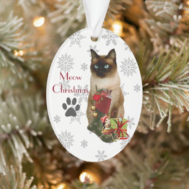 Mignonne Siamese Chat Noël Ornement (Arbre)