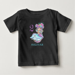 Mignonne Sirène Bébé avec T-shirt d'anniversaire d