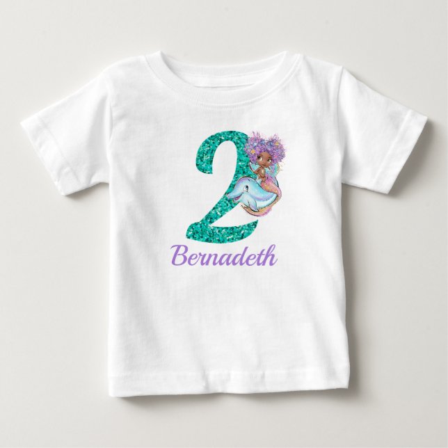 Mignonne Sirène Ethnique 2e T-shirt Anniversaire (Devant)