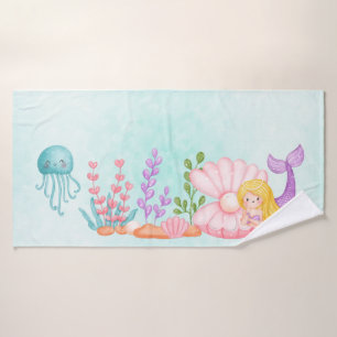 Mignonne sirène sous l'aquarelle de la mer