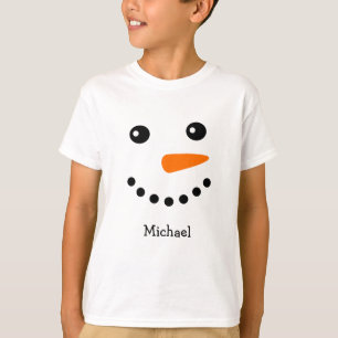 Mignonne Snowman visage Nom personnalisé T-shirt