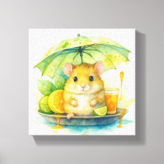 Mignonne souris à l'aquarelle sous toile d'art de