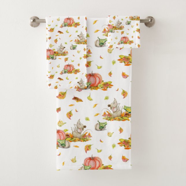 Mignonne souris, citrouille et motif de couleur au (En situation)