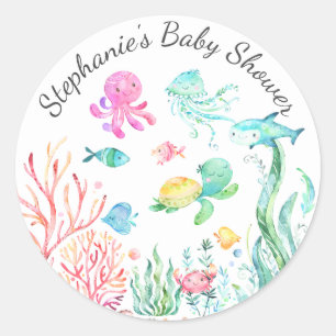 Mignonne sous le Baby shower de mer Favor Sticker
