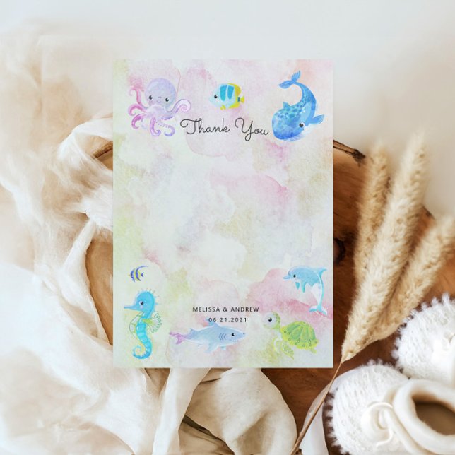 Mignonne sous le Carte de remerciements du Baby sh (Créateur téléchargé)