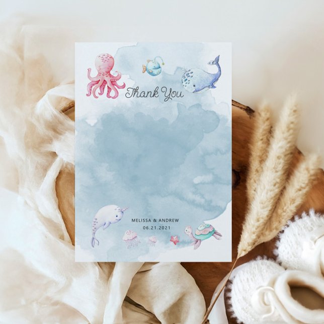 Mignonne sous le Carte de remerciements du Baby sh (Créateur téléchargé)