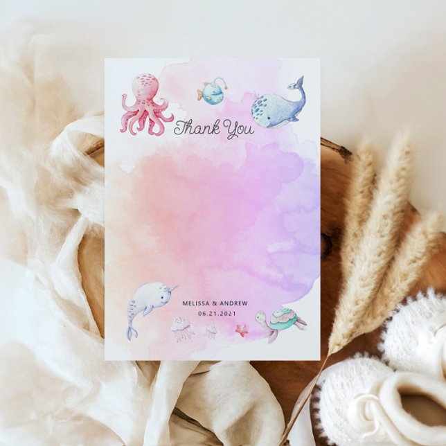 Mignonne sous le Carte de remerciements du Baby sh (Créateur téléchargé)