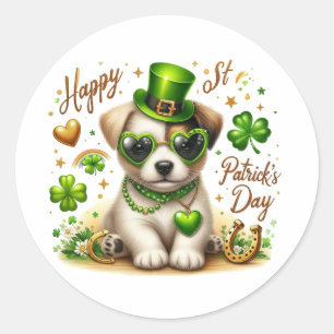 Mignonne St. Patrick's Day Puppy autocollant