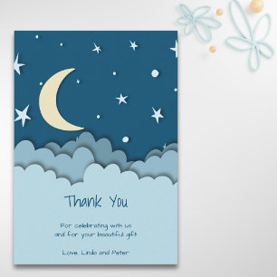 Mignonne sur la lune Merci bleu foncé Baby shower