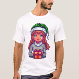 Mignonne T-shirt pixel fille de Noël