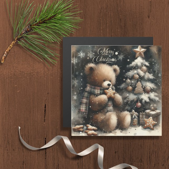 Mignonne Teddy Bear Noël Salutation Carte magnétiq (Créateur téléchargé)