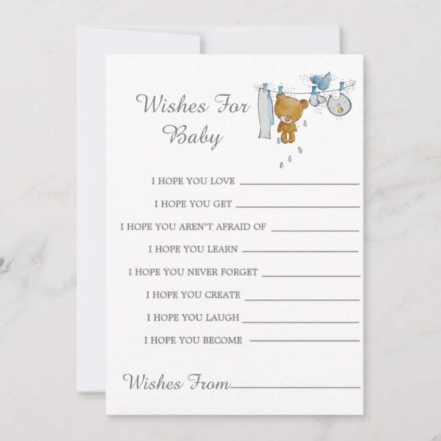 Mignonne Teddy Bear Vêtements Line Souhaite Carte  (Devant)