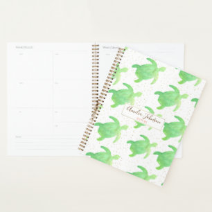 Mignonne Tropical Vert Aquarelle Tortues Motif