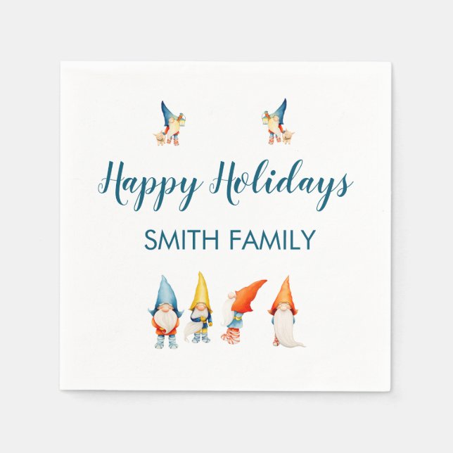 Mignonnes serviettes en papier elfes de Noël (Devant)