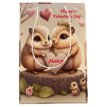 Mignons animaux en amour sac cadeau moyen