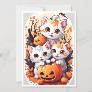 Mignons chatons d'Halloween avec carte de citrouil