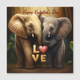 Mignons éléphants amoureux Carte magnétique