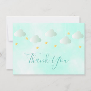 Mignons Gold Stars Clouds verts Script Merci
