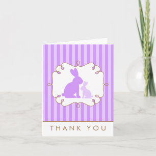 Mignons lapins violets Baby shower Merci