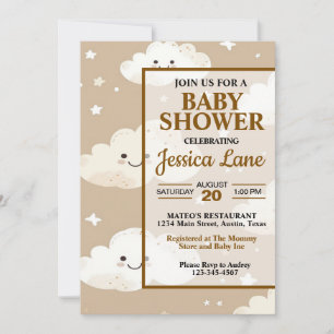 Mignons nuages souriants Invitation Baby shower