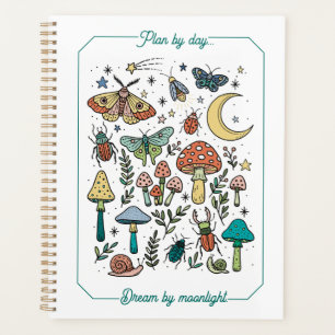 Mignons papillons de nuit, champignons et insectes