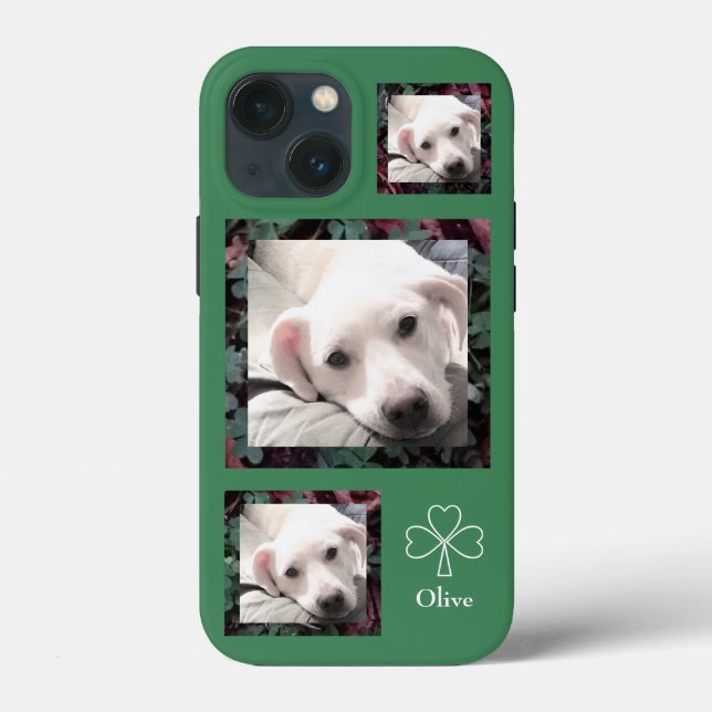 Mignons Shamrocks Et Cloches Joli Coque Vert Chiot (Verso)