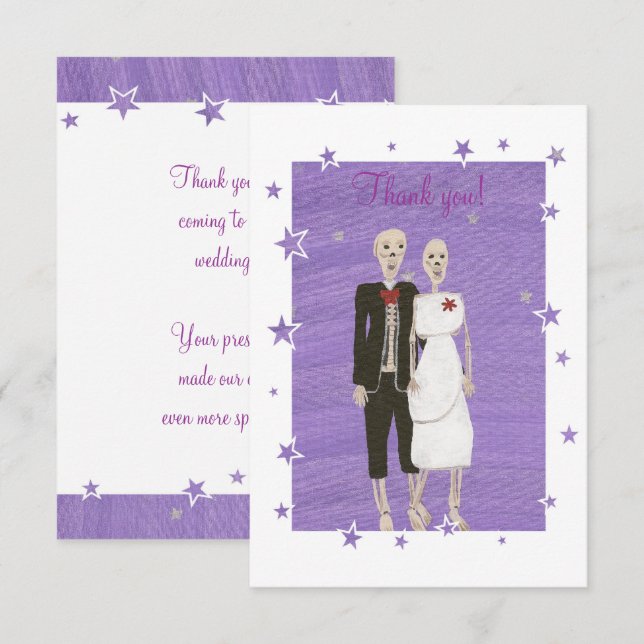 Mignons Skeletons Cartes de remerciement, Mariage  (Devant / Derrière)