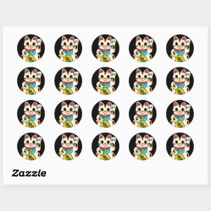 Mignons stickers japonais - chat chanceux