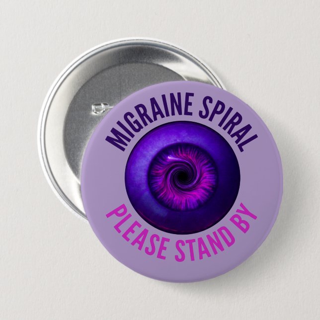 Migräne-Spirale: Bitte Warten Button (Vorne & Hinten)