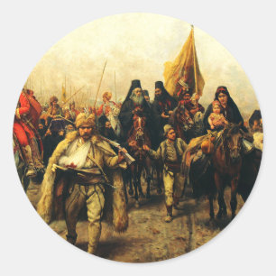 Migration der Serben von Paja Jovanovic Fine Art Runder Aufkleber