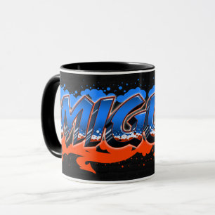 Miguel Vorname Name Graffiti blue orange Tasse