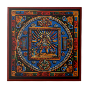 Mihrab-Keramik im mexikanischen Huichol-Stil Fliese